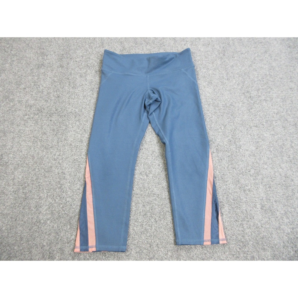 Alo Yoga Capri Pants Womens M Blue Colorblock High Rise Leggings Athletic Gym